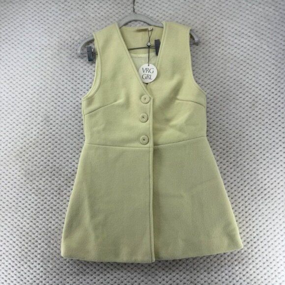 VRG GRL Jeanie Vest Boxy 6 Yellow Sleeveless Button Front Fitted Career Casual - Picture 1 of 7